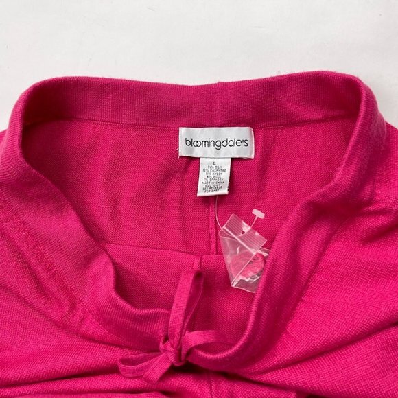 Bloomingdales Silk Cashmere Knit Pant Women L NWOT Elastic Waist Drawstring Pink - Picture 10 of 12